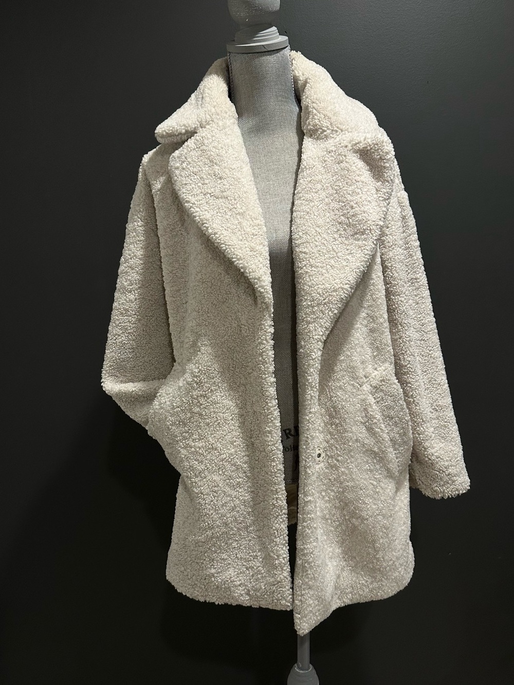 H&M Cream Teddy Jacket with Wide Lapel